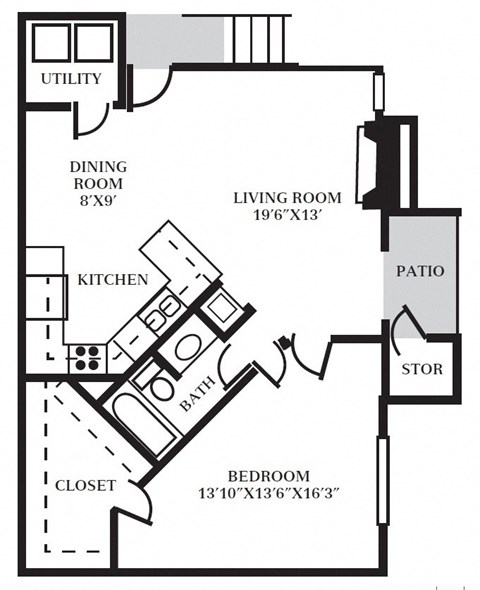 A - 1 Bed - 1 Bath - 760 sq ft